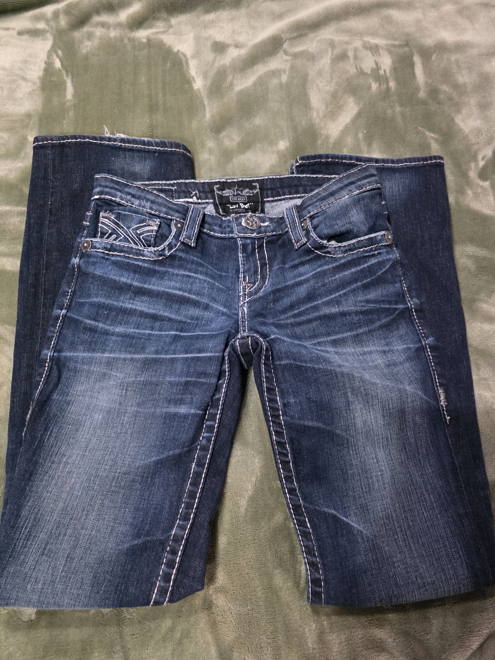 Big Star Women's Dark Blue Distressed Bootcut Jeans 28L